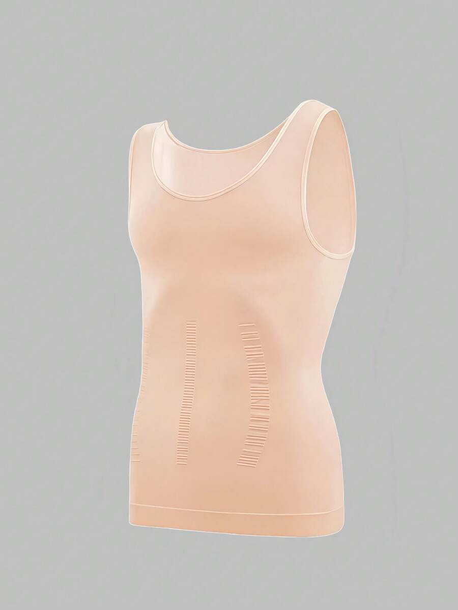 Men's Compression Vest Shapewear, Sleeveless Breathable Fitness Workout Tummy Control Undershirt - Apricot - View 1