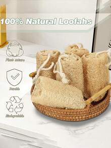 1/3Pcs Natural Loofah Body Scrubber, Dual-Use Exfoliating Sponge & Kitchen Cleaning Brush, Natural Plant Fiber, Sensitive Skin-Friendly, Reusable Unisex Loofah Pad, Face Body Cleansing & Kitchen Gadget, Bathroom & Kitchen Essential - A - View 7