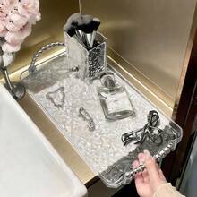 1/2 件透明亚克力化妆托盘，坚固耐用，易于清洁的化妆品收纳盒 - 無色 - 查看 10