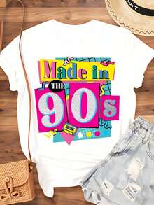 Made In The 90s Retro Vintage T-Shirt For Women 90s Themed Graphic Tee Unisex Casual Top Perfect For Birthday Parties And Nostalgic Events,220g - 白色 - 查看 3