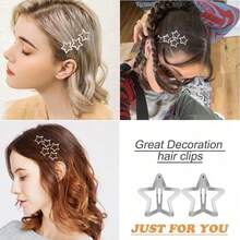 20 PCS Star Snap Hair Clips Silver Y2K 2000s Hair Accessories Non Slip Clips For Girls Women,1.61IN - Silver 20-pack - View 3