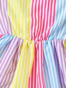 猫狗彩虹条纹无袖宠物连衣裙（紫色）+配套宠物帽套装 - 彩色 - 查看 5