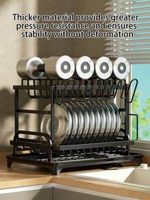 Space-Saving 2-Tier Dish Rack – Heavy-Duty Kitchen Organizer With Drainage System, Includes Utensil Holder And Cup Drying Rack, Ideal For Kitchens - Multicolor - View 11