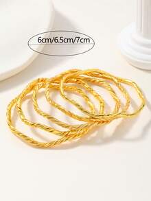 4 Peças Pulseiras Bracelete Torcidas Personalizadas Banhadas a Ouro 18K da Moda, Adequadas para Festa, Presente e Uso Diário - Ouro amarelo - Visão 8