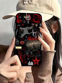 ¡Vibraciones de rock and roll para siempre! Esta elegante funda es compatible con los modelos  17, 16, 15, 14 Pro Max, 13, 12, 11, XR y XS Plus. Fabricada en silicona TPU, ofrece protección contra golpes y caídas, además de una sensación superior. Es un regalo ideal para familiares, amigos y seres queridos, y la elección perfecta para San Valentín.fundas para ,fundas,accesorios para celular,fundas para celular,fundas para  13,funda  13,funda  16,funda  17 pro max,funda  15,fundas para  16,fundas  11,fundas ,Música rock, elementos del rock - Negro - Ver 1