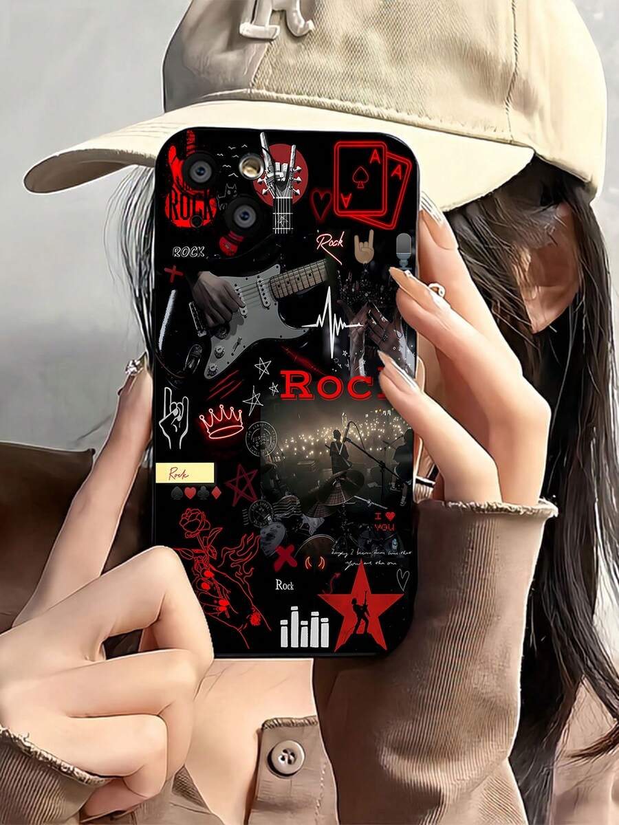 ¡Vibraciones de rock and roll para siempre! Esta elegante funda es compatible con los modelos 17, 16, 15, 14 Pro Max, 13, 12, 11, XR y XS Plus. Fabricada en silicona TPU, ofrece protección contra golpes y caídas, además de una sensación superior. Es un regalo ideal para familiares, amigos y seres queridos, y la elección perfecta para San Valentín.fundas para ,fundas,accesorios para celular,fundas para celular,fundas para 13,funda 13,funda 16,funda 17 pro max,funda 15,fundas para 16,fundas 11,fundas ,Música rock, elementos del rock - Negro - Ver 1