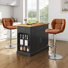 Barstools - สีน้ำตาลสไตล์เรโทร - หนัง - ดู 2