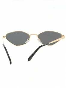 1副女士菱形金属时尚眼镜，适合日常佩戴 - 黑色 - 查看 5