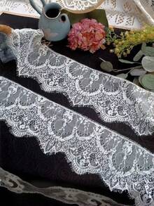 3 metros/paquete de encaje de pestañas, adecuado para mantel, decoración de ropa, decoración de boda, manualidades DIY - Negro - Ver 2