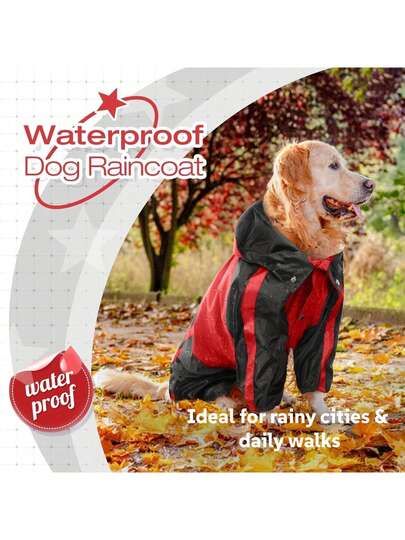 Impermeabile con cappuccio per cani Alaska, giacca antipioggia Golden Retriever, poncho impermeabile con cappuccio, traspirante, impermeabile a quattro zampe, per cani di grossa taglia, taglia S-XL+. Impermeabile per cani, impermeabile per cani di grossa taglia, giacca antipioggia leggera, poncho regolabile a quattro zampe con cappuccio, gilet antipioggia per cani antineve.