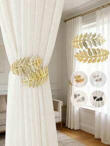 1 chiếc kẹp rèm kim loại hình bông lúa mì, giá đỡ rèm trang trí, thiết kế không cần khoan, phù hợp cho nhà và văn phòng, nhiều màu sắc để lựa chọn. - 1PC - Xem 2