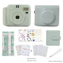 Popoto Instant Camera Compatible With Mini 11/12 Film, Includes 10 Instant Mini Films, Mini Portable Instant Printing, Built-In Flash Auto, Suitable As Eid Gift, Mini Camera. (Batteries Not Included) - Camera + Film + Leather Bag + Stickers - View 12