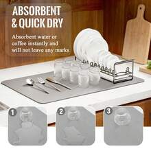 1PC Kitchen Drain Mat, Toilet Water Absorption Mat, Dining Table Heat Insulation Mat, European Pattern Bohemian  Pattern Printed Drain Mat - Nhiều màu - Xem 7