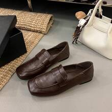 Mocasines planos de estilo clásico británico para mujeres, nuevos zapatos casuales retro de otoño - Negro - Ver 7