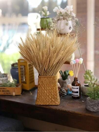 50pcs/10pcs High Quality Dried Wheat Ear Bouquet - Ideal For Home Kitchen, Wedding Party Table Decor, Harvest Wreath And Farmhouse DIY Holiday Decoration. Kitchen Decor, Harvest Theme, Natural Bouquet, Wheat Straw, Durable Decor, Tabletop Centerpiece, Decorative Wreath, Home Decor, DIY Crafters