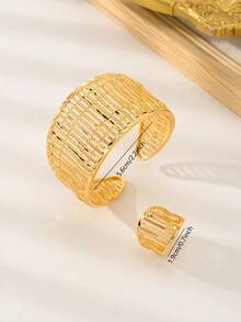 Luxury & Elegant Women's Gold Bracelet And Ring Jewelry Set - Yellow Gold - View 7