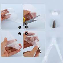 231Pcs Piping Bags And Tips Set,Disposable Frosting Piping Kit Includes 200Pcs Piping Bags(117In),24 Piping Tip,3 Cake Scrapers,2 Couplers And 2 Icing Bags Ties - 白色 - 查看 7