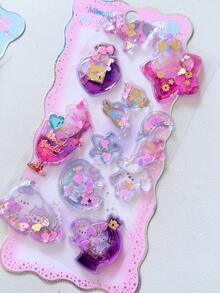 Pegatinas decorativas de dibujos animados con brillo en relieve 3D - Multicolor - Ver 17