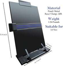 Yuetshuni Desktop Document Holder, Black Paper Holder Stand For Desk, Metal Paper Stand For Desk When Typing, 7 Adjustable Angles Copyholder - White - 查看 2