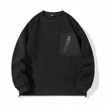 Mubberry Mens Double Side Fleece Jacket Pullover Pockets Warm Sweatshirt Winter Jacket Thermal - 黑色 - 查看 6