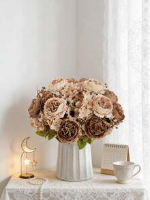 1/3/80pcs Romantic Silk Peony & Hydrangea Artificial Flower Bouquet, Home Decor Fake Flowers, Wedding Decoration, Spring Decor, Indoor, Kitchen, Dining Room, Bedroom, Bathroom, New Year, Outdoor Garden, Bridal Bouquet, School Supplies, Back To School, Valentine's Day Decor, New Year Decor - Brown - View 7