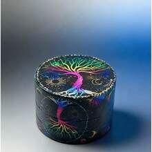 4-Layer Zinc Alloy Grinder With Golden Tree Of Life Theme, Precise Serrated Grinding For Fine Texture, Practical Kitchen Tool - Multicolor - View 9