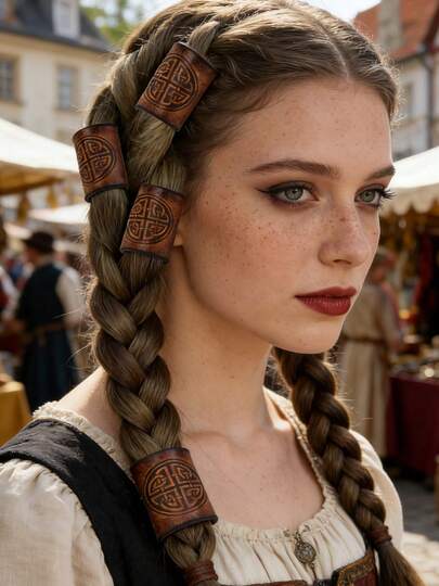 一对北欧风PU皮革发饰，男女皆宜，北欧主题派对发饰，时尚配饰