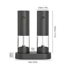 Electric Salt And Pepper Grinder Set, USB Charging Base, Adjustable Coarseness, Kitchen Essential, Perfect Gift - Black - View 2