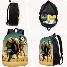 Set de 3 piezas Mochila unisex | Estilo italiano, estampado de dibujos animales, correas ajustables, cierre con cremallera - Incluye mochila, bolso bandolera, estuche | Escuela, viaje, campamento, adolescente - [Multicolor] - Ver 7