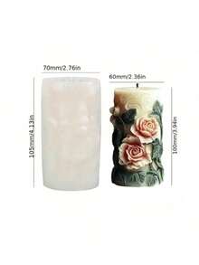 Blooming Lily Rose Embossed Design Pedestal Aromatherapy Plaster Handmade Home Decor Silicone Mold - White - View 4