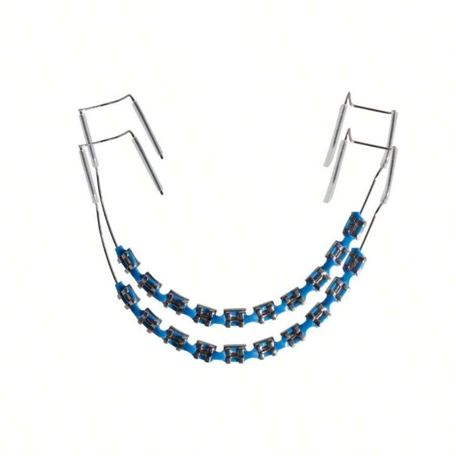 Removable Tooth Decor That Mimics Authentic Metal Braces, Offering A Unique Blend Of Edgy Aesthetics And Minimalist Appeal For Daily Wear, Outdoor Activities, And Social Gatherings In Classic Black And Red. - 時尚C型牙套(深藍色) - 查看 1