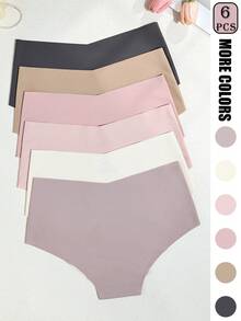 6 chiếc quần lót nữ không đường may, cạp cao, chất liệu pha nylon spandex thoáng khí, nhanh khô, co giãn 4 chiều, phù hợp cho yoga, thể dục, khiêu vũ. - Nhiều màu - Xem 2