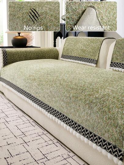 1pc All-Season Luxury Chenille Sofa Cushion Cover, Modern Minimalist Fashion Dust-Proof Anti-Slip Sofa Seat Pad, Washable, Suitable For Bedroom, Office, Living Room Combination, L-Shaped And 1/2/3/4-Seat Sofa