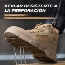 ¡RecomendadoBotas de Industrial con Punta de Acero, Tenis de  de Caña Alta con Casquillo y Kevlar, Zapatos de Trabajo Son Resistentes Desgaste y Antideslizantes¡Top de Temporada - Marrón - Ver 5