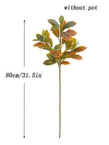 Kmitang 80-120cm Large Artificial Codiaeum Shrub Fake Branches, Plastic Ficus Leaves, Tall Spurge Tree Leaves, Realistic Oak Leaves, Flowerless Potted Plant For Home, Office, Store, Indoor/Outdoor, Wedding, Party Decor, 1pc - Multicolor - View 13