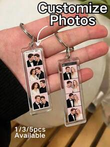 1/3/5 Móc khóa cá nhân hóa ảnh và văn bản, móc khóa dải ảnh, quà tặng Valentine, móc khóa ảnh, quà tặng kỷ niệm, phụ kiện túi xách - Nhiều màu - Xem 1