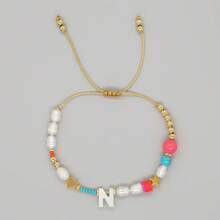 1pc Women's Fashion Pearl Letter A-Z Bracelet, Minimalist Luxury Style Accessory - Multicolor - View 28
