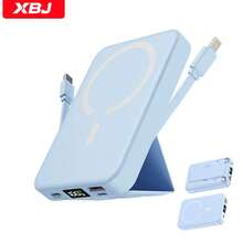 GAWFOLK Sạc dự phòng 10000mAh màu xanh dương kèm đế và cáp tích hợp - Trạm sạc không dây từ tính 2 trong 1, chân đế điều chỉnh được để xem rảnh tay, sạc nhanh, tương thích với Apple/Android, lý tưởng cho du lịch, bàn làm việc và đầu giường. Thích hợp cho kỳ nghỉ đông, du lịch ngoài trời/cắm trại và làm quà tặng dự phòng khẩn cấp cho gia đình, bạn bè, quà sinh nhật, quà cắm trại ngoài trời, sạc dự phòng di động. - Phiên bản nâng cấp có chân đế, màu xanh dương - Xem 1