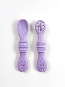 2 piezas Cucharas de alimentación de silicona para bebé, cucharas suaves para puré de frutas, portátiles y suaves para la autoalimentación del bebé - Multicolor - Ver 14