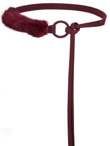 Ceinture de taille en rouge et pelucheuse, design unique, ceinture décontractée pour jupe en jean, accessoire sans boucle - Multicolore - Voir 6