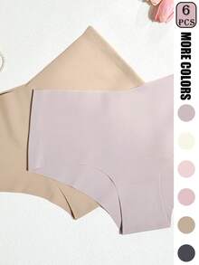 6 chiếc quần lót nữ không đường may, cạp cao, chất liệu pha nylon spandex thoáng khí, nhanh khô, co giãn 4 chiều, phù hợp cho yoga, thể dục, khiêu vũ. - Nhiều màu - Xem 3