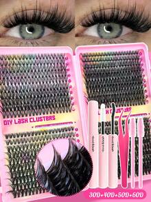 2044PCS Individual Lashes Book Kit D Curl 10 Styles Mixed Length Bottom/Spikes/30D/50D/60D/80D/100D/120D Soft And Comfortable False Eyelashes Long-Lasting Lashes Kit , Perfect For Beginners&Proficient, DIY At Home Easily, For Makeup Daily Lash Clusters - Nhiều màu - Xem 17