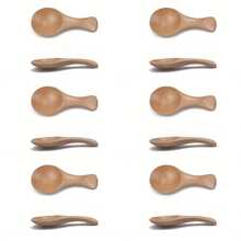 2pcs Mini Wooden Spoons - Perfect For Ice Cream, Coffee, Desserts And Condiments - Durable Solid Wooden Kitchen Utensils - Multicolor - View 10