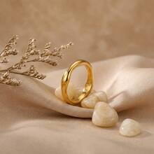 1pc Minimalist Pearl & Rhinestone Shell Geometric Ring, Suitable For Women's Daily Wear - Stainless Steel Ring - View 24