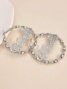 1 Pair Customized Double-Layer Welded Women's Name Earrings, Stainless Steel Personalized Heart Pendant, Customizable Name, Minimalist Daily Style, Keychain, Includes Gift Box, Suitable For Valentine's Day, Birthday, Mother's Day, Everyday Gift - Earring Style 2 - View 4