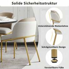 Dining Chairs - Beige + Metal & Wood - View 6