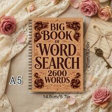 1pc Large Print Word Search Notebook, Containing 2600 Vocabulary And Latest Word Bank, Ideal Educational Game For Adults And Seniors, Perfect Gift For Christmas, Halloween, Thanksgiving School Supplies - A - View 1