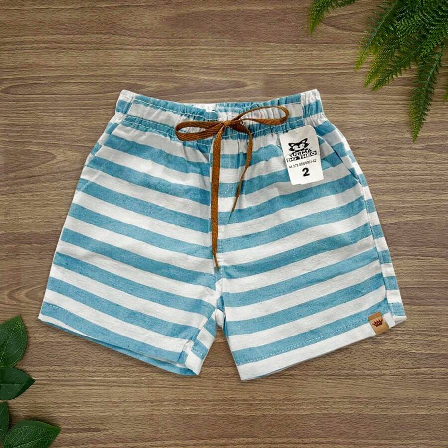 Boys' Linen Shorts, Premium Sizes 2 To 16 - Azul Acuario - Ver 1