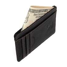 Slim Minimliast Wallet For Men Women RFID Blocking Credit Card Holder Genuine Leather Card Wallet Birthday Anniversary Christmas Valentine's Day Gift For Him Her Black Color Wallet Mini Wallet Purse Wallet Small Wallet Cruise Essential Money Clip - Black - View 3