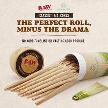 RAW Cones 1 1_4 Size: 50 Pack Patented Slow Burning Pre Rolled Rolling Papers &Amp; Tips, Classic Raw Paper, 84mm - 白色 - 查看 5